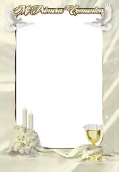 Η επιγραφή στην κορνίζα: First communion