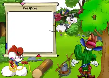 Η επιγραφή στην κορνίζα: Ковбой.