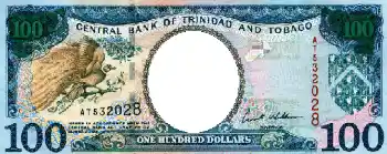 Η επιγραφή στην κορνίζα: 100 долларов Тринидат и Табаго.