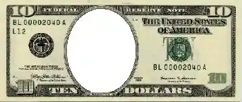 Η επιγραφή στην κορνίζα: 10 американских долларов.