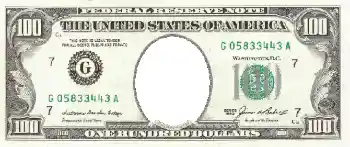 Η επιγραφή στην κορνίζα: 100 американских долларов.