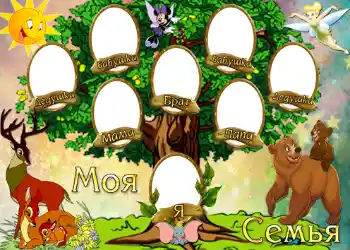 Η επιγραφή στην κορνίζα: Моя семья.